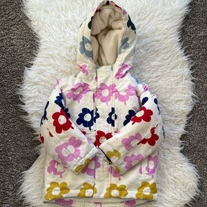 Hanna Andersson Winter Flower Coat with button skirt inside Size 3T
